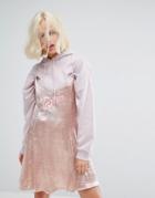 Lazy Oaf Rose Gold Embroidered Princess Cami Dress - Gold