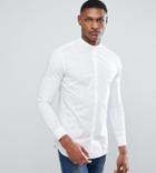 Selected Homme Tall Slim Shirt With Tipped Grandad Collar - White