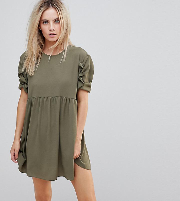 Asos Petite Smock Mini Dress - Green