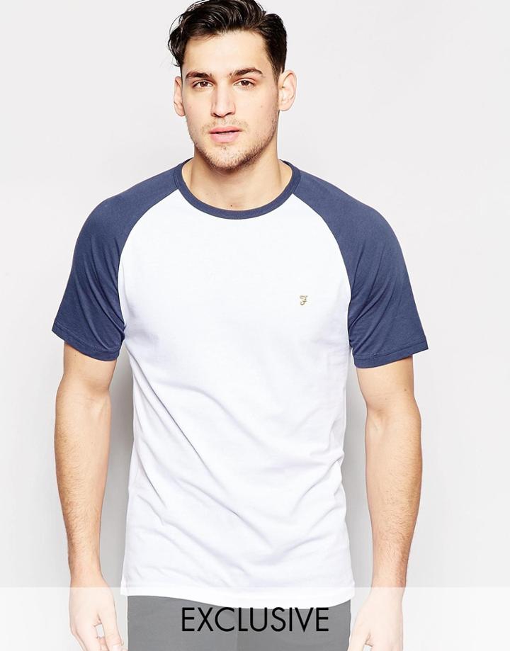 Farah T-shirt With Contrast Reglan Sleeves Slim Fit Exclusive - White