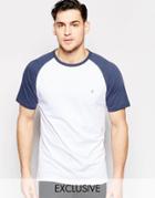 Farah T-shirt With Contrast Reglan Sleeves Slim Fit Exclusive - White