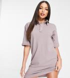 Threadbare Tall Short Sleeve Polo Shirt Mini Dress In Bark-brown