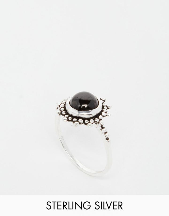 Asos Sterling Silver Moonchild Ring - Black