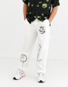 Entente Carpenter Pants In White With Logo