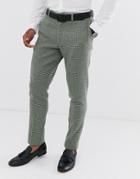Asos Design Super Skinny Suit Pants In Green Wool Blend Mini Check