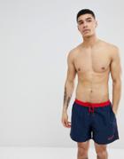 Boss Starfish Swim Shorts In Navy With Red Contrast - Navy