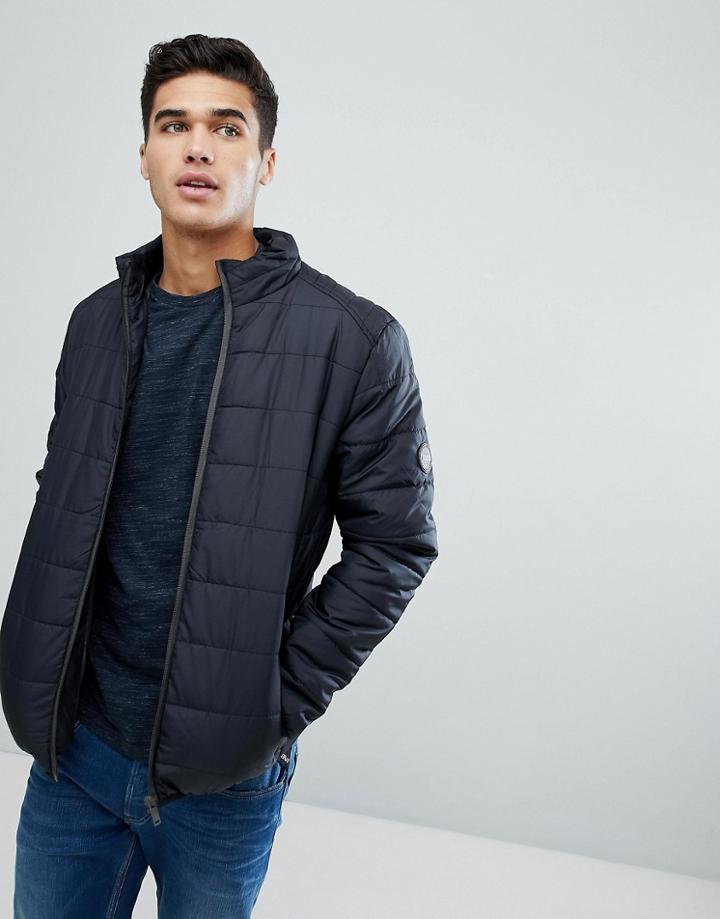 Brave Soul Padded Zip Through Jacket - Black
