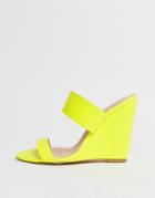 Public Desire Lena Neon Yellow Wedge Sandals