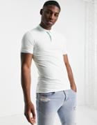 Asos Design Organic Muscle Fit Polo In Light Green