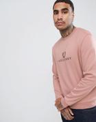Fred Perry Sports Authentic 90s Embroidered Logo Crew Neck Sweat In Pale Pink - Pink