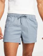 Asos Design Skinny Chino Shorter Shorts With Elasticated Waist In Blue-blues