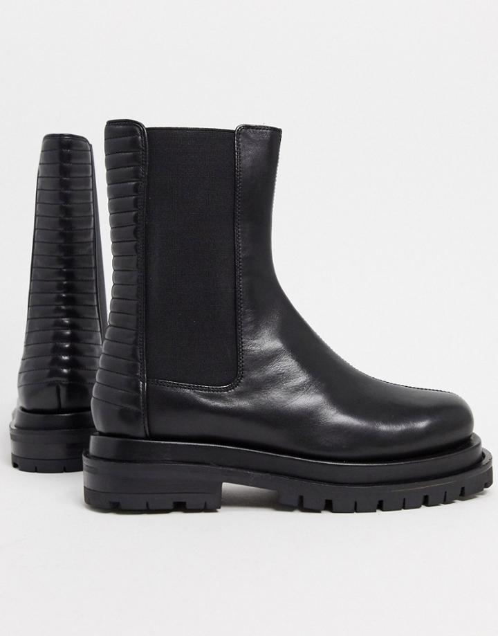 Asos Design Antarctic Premium Leather Paneled Chelsea Boots In Black