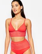 Asos Square Cut Out Deep Triangle Bikini Top - Red