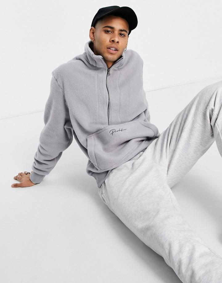 River Island Prlfc Polar Fleece Half Zip Sweater In Gray