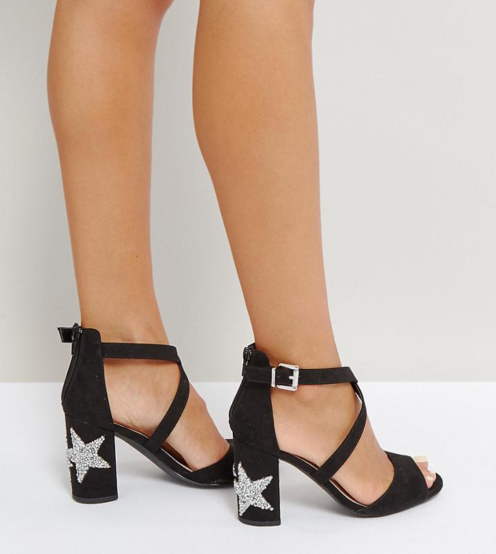 Qupid Star Heel Sandal - Black