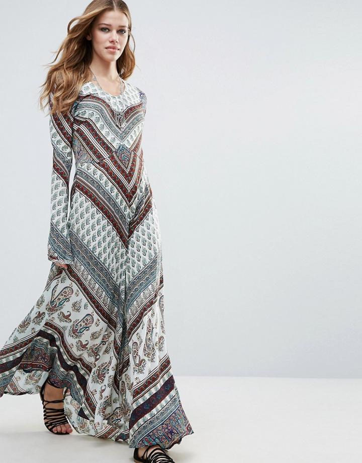 Raga Caravan Long Sleeve Maxi Dress - Green