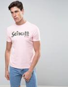 Schott Camo Logo T-shirt In Pink - Pink