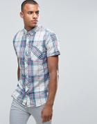 Blend Short Sleeve Slim Shirt Check - White