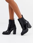 Asos Design Ellen Chunky Lace Up Ankle Boots In Black