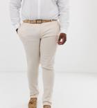 Asos Design Plus Wedding Super Skinny Suit Pants In Stone Linen - Stone