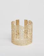 Ashiana Cut Out Detail Chunky Cuff Bracelet - Gold Brass