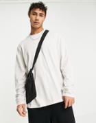 Asos Design Long Sleeve T-shirt With Crew Neck In Beige-neutral