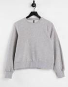 Pieces Dibba Long Sleeve Pearl Sweatshirt In Light Gray Melange-grey