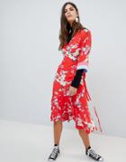 Y.a.s Printed Kimono Wrap Dress-multi
