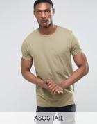 Asos Tall Longline T-shirt With Crew Neck - Beige