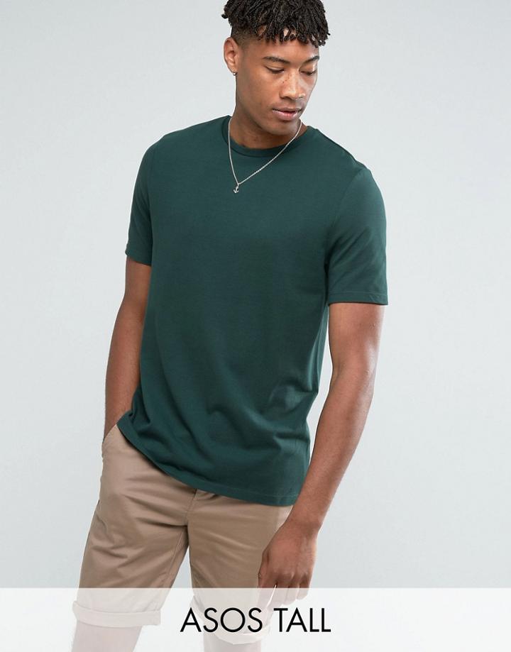 Asos Tall Relaxed Fit T-shirt In Pique In Green - Green