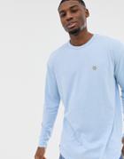 Le Breve Oversized Long Sleeve Top With Scoop Hem - Blue