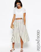 Asos Petite Stripe Button Through Midi Skirt - Multi