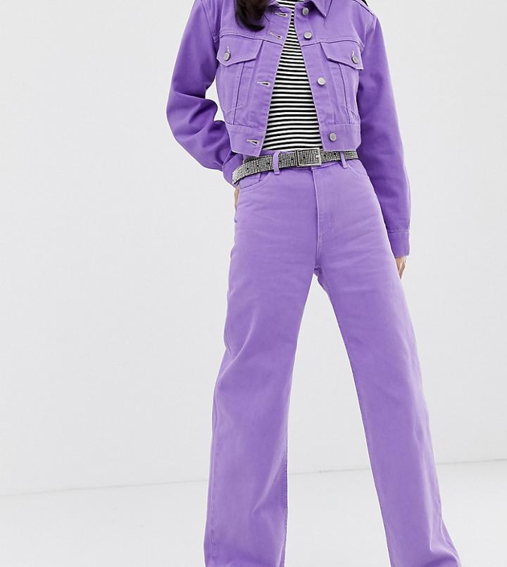 Monki Wide Leg Denim Jeans With Organic Cotton In Lilac Two-piece