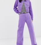Monki Wide Leg Denim Jeans With Organic Cotton In Lilac Two-piece