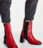 Asos Design Wide Fit Ratings Leather Chelsea Boots In Red