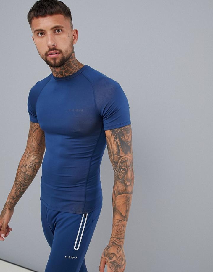 Asos 4505 Muscle T-shirt In 2 Tone Jersey - Blue