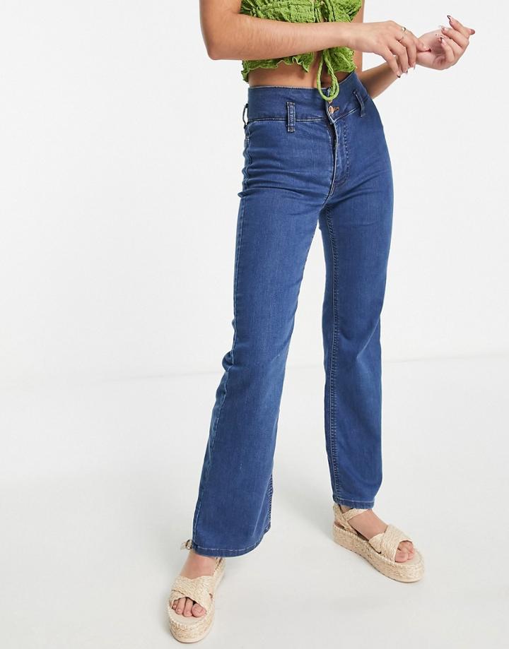 Jdy Nikki Flared Jeans In Mid Wash-blue