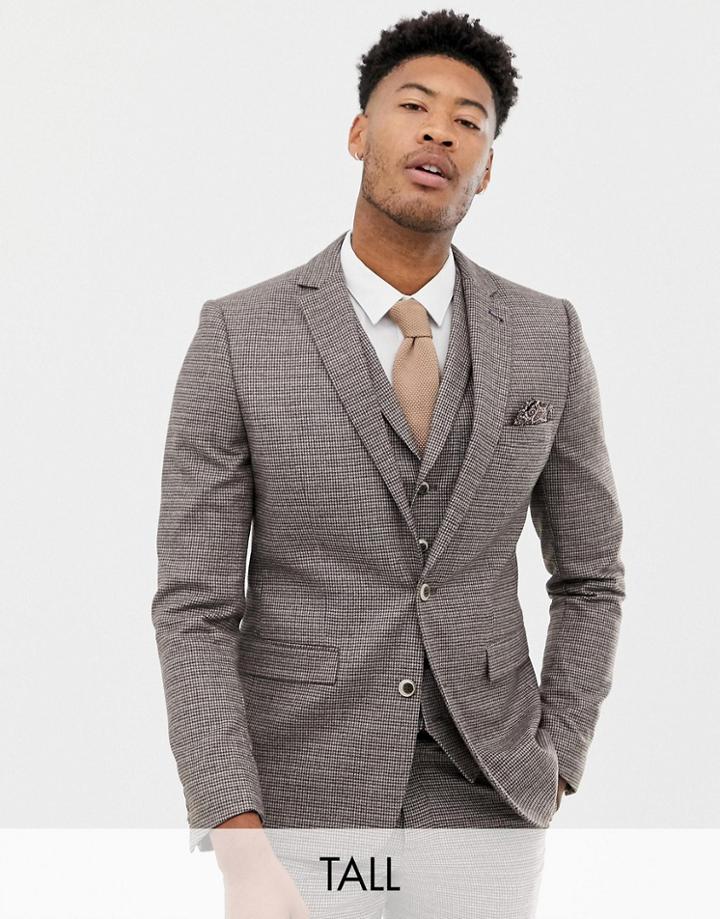 Harry Brown Tall Brown Micro-check Slim Fit Suit Jacket - Brown