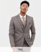 Harry Brown Tall Brown Micro-check Slim Fit Suit Jacket - Brown