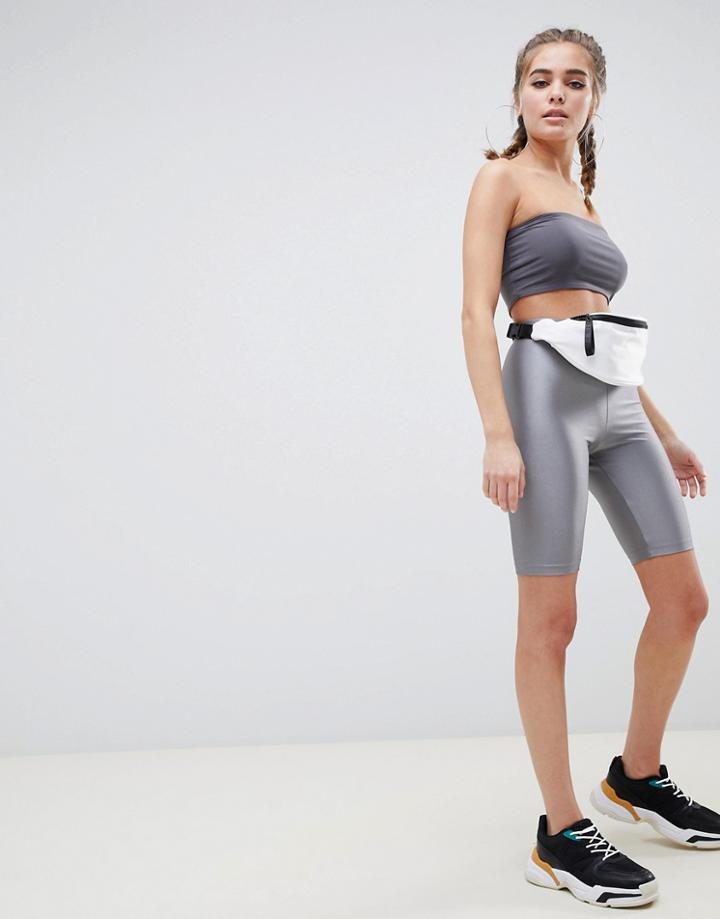 Asos Design Disco Legging Short - Gray