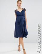 Asos Maternity Kate Lace Midi Dress - Navy