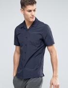 Asos Regular Fit Shirt With Revere Collar In Navy - Navy