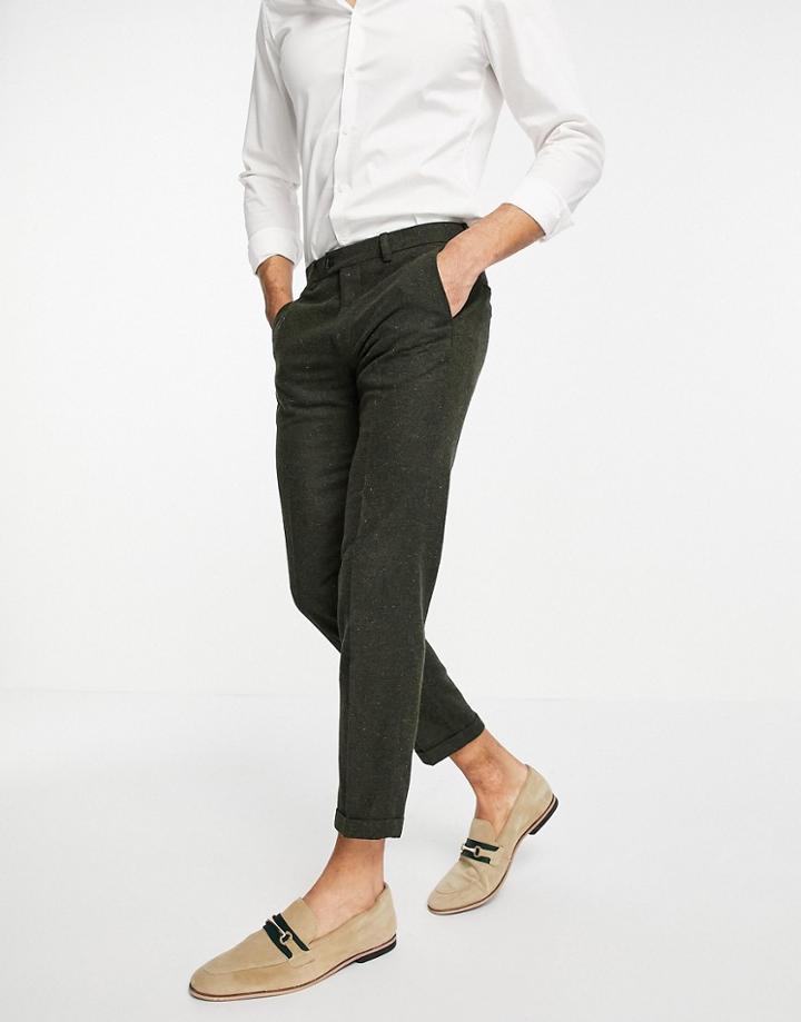 Jack & Jones Premium Suit Pants In Khaki Nep-green