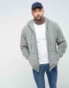 Asos Oversized Zip Through Hoodie In Borg - Green