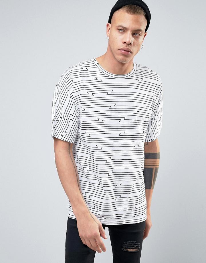 Cheap Monday Icon Edge T-shirt Tron Stripe - White