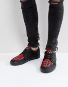 T.u.k Plaid Canvas Creeper Sneakers - Black