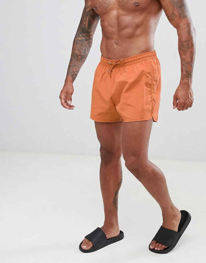 Weekday Swim Shorts In Tan - Red