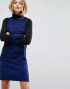 Asos Knitted Mini Dress In Stripe - Blue