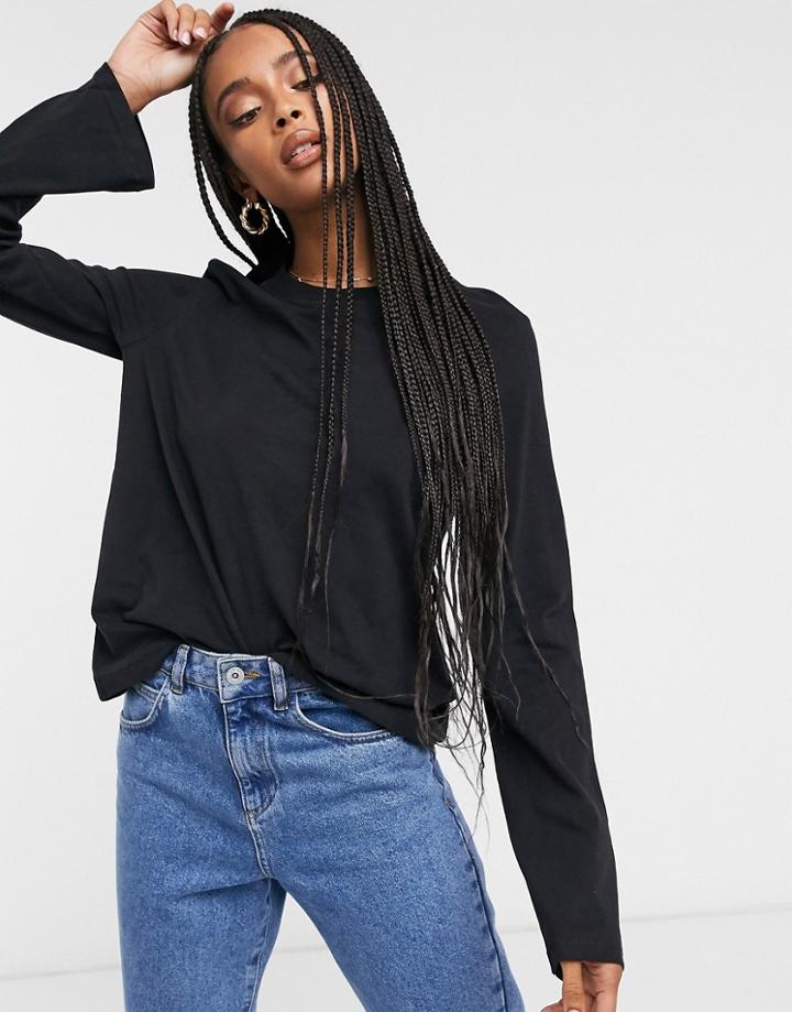 Weekday Organic Cotton Long Sleeve T-shirt In Black