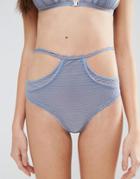 Asos Pearl Lace Cut Out Strappy High Waist Pant - Blue